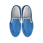 Blue Feather Print White Slip On Shoes