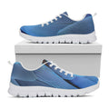 Blue Feather Print White Running Shoes