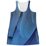 Blue Feather Print Women's Racerback Tank Top