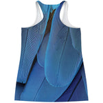 Blue Feather Print Women's Racerback Tank Top