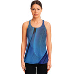 Blue Feather Print Women's Racerback Tank Top