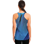 Blue Feather Print Women's Racerback Tank Top