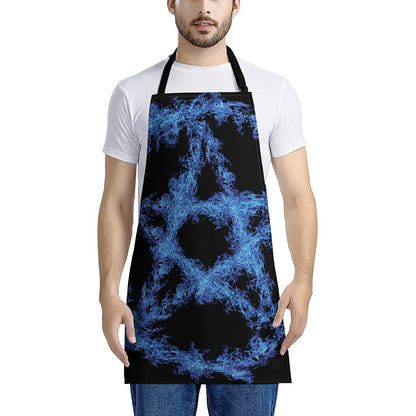 Blue Flame Pentagram Print Apron