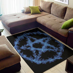 Blue Flame Pentagram Print Area Rug