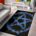 Blue Flame Pentagram Print Area Rug