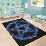 Blue Flame Pentagram Print Area Rug