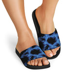Blue Flame Pentagram Print Black Slide Sandals