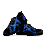 Blue Flame Pentagram Print Black Sneakers
