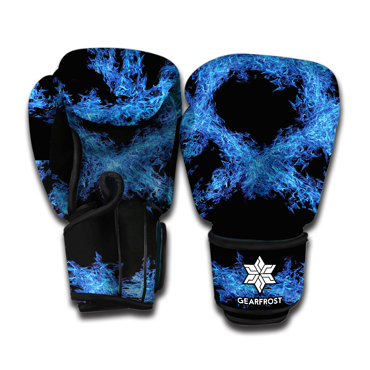 Blue Flame Pentagram Print Boxing Gloves