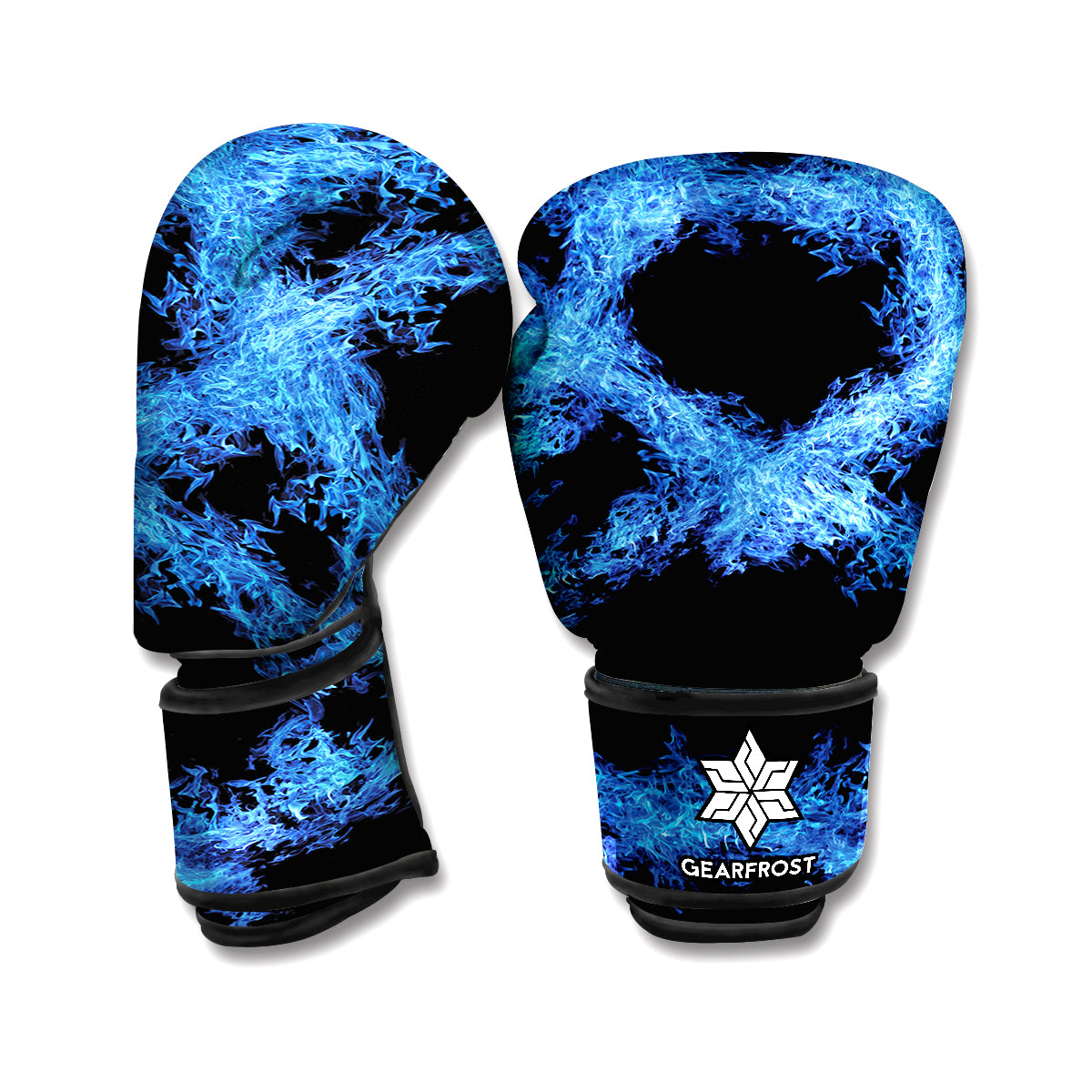 Blue Flame Pentagram Print Boxing Gloves