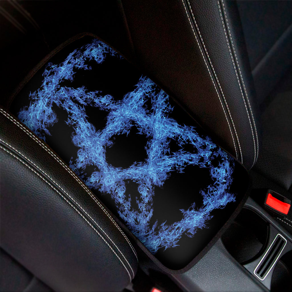Blue Flame Pentagram Print Car Center Console Cover