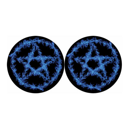 Blue Flame Pentagram Print Car Coasters