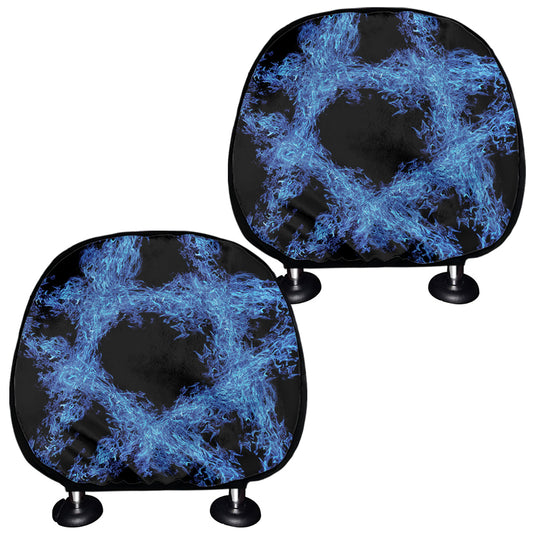 Blue Flame Pentagram Print Car Headrest Covers