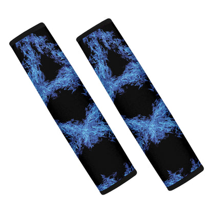 Blue Flame Pentagram Print Car Seat Belt Covers