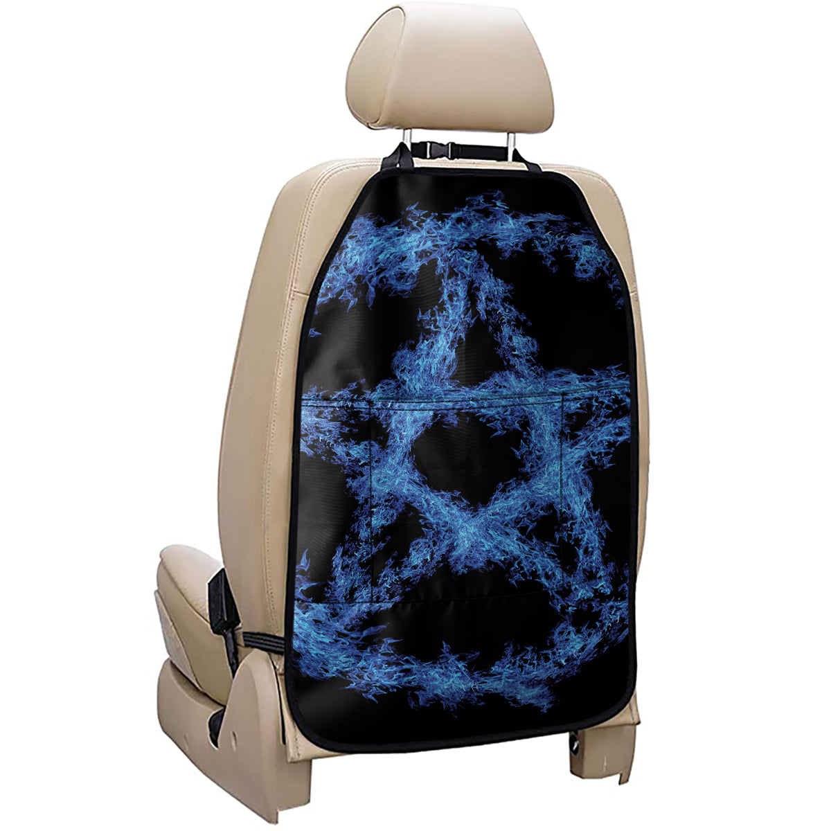 Blue Flame Pentagram Print Car Seat Organizers