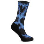 Blue Flame Pentagram Print Crew Socks