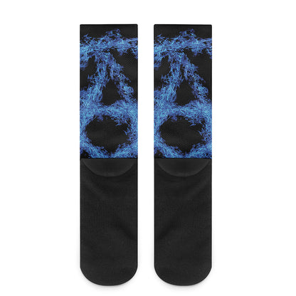 Blue Flame Pentagram Print Crew Socks