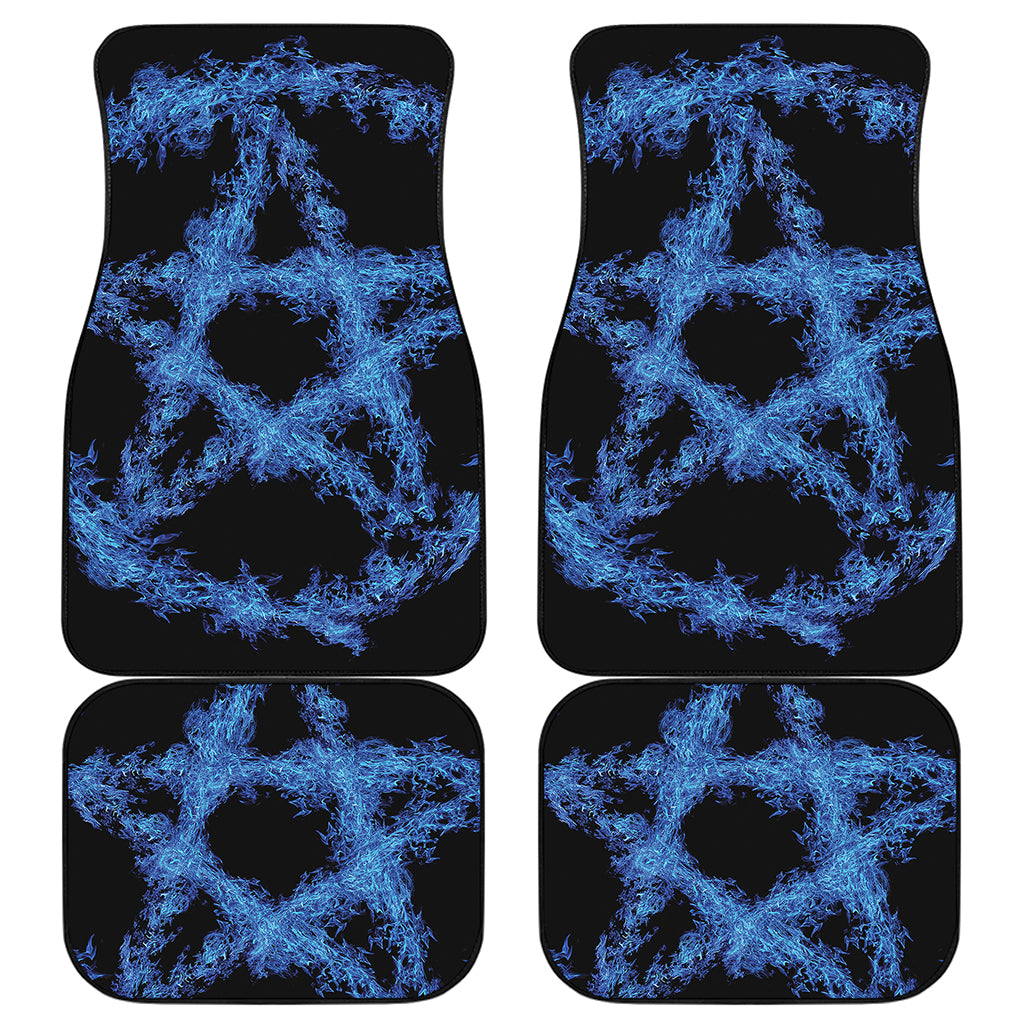 Blue Flame Pentagram Print Front and Back Car Floor Mats