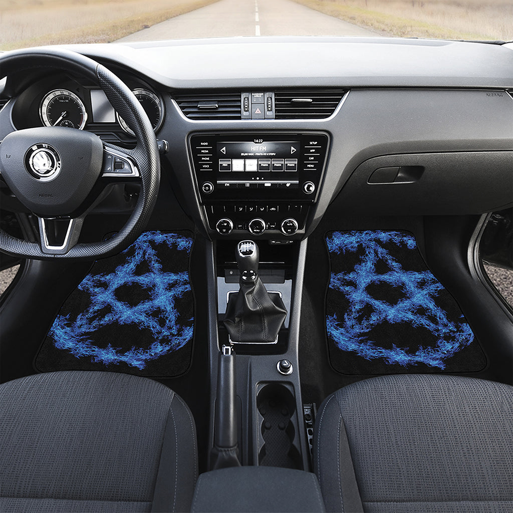 Blue Flame Pentagram Print Front Car Floor Mats