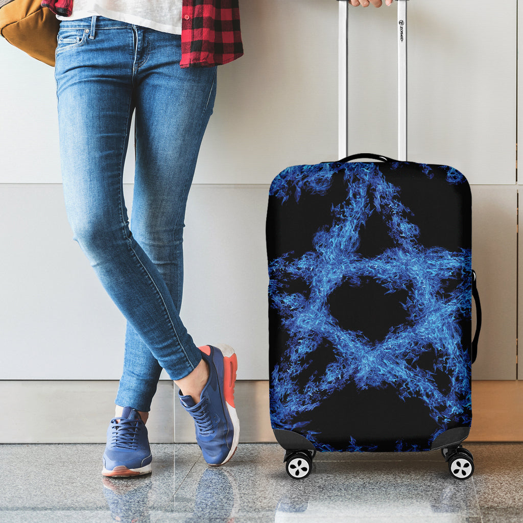 Blue Flame Pentagram Print Luggage Cover