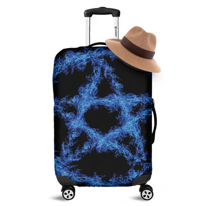 Blue Flame Pentagram Print Luggage Cover