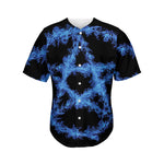Blue Flame Pentagram Print Men's Baseball Jersey