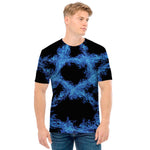 Blue Flame Pentagram Print Men's T-Shirt
