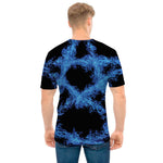 Blue Flame Pentagram Print Men's T-Shirt