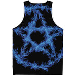 Blue Flame Pentagram Print Men's Tank Top