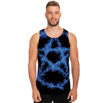 Blue Flame Pentagram Print Men's Tank Top