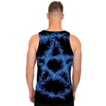 Blue Flame Pentagram Print Men's Tank Top