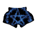 Blue Flame Pentagram Print Muay Thai Boxing Shorts