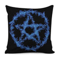 Blue Flame Pentagram Print Pillow Cover