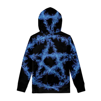 Blue Flame Pentagram Print Pullover Hoodie