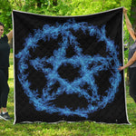 Blue Flame Pentagram Print Quilt