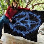 Blue Flame Pentagram Print Quilt