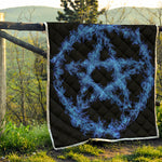 Blue Flame Pentagram Print Quilt