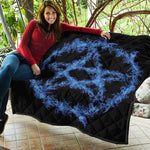 Blue Flame Pentagram Print Quilt