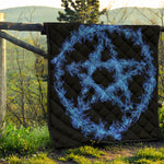 Blue Flame Pentagram Print Quilt