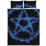 Blue Flame Pentagram Print Quilt Bed Set