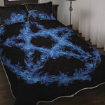 Blue Flame Pentagram Print Quilt Bed Set
