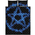 Blue Flame Pentagram Print Quilt Bed Set