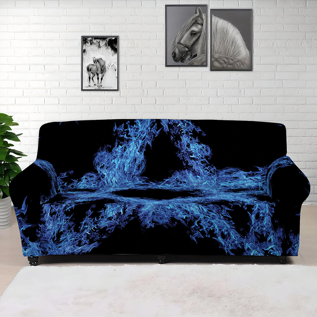 Blue Flame Pentagram Print Sofa Cover