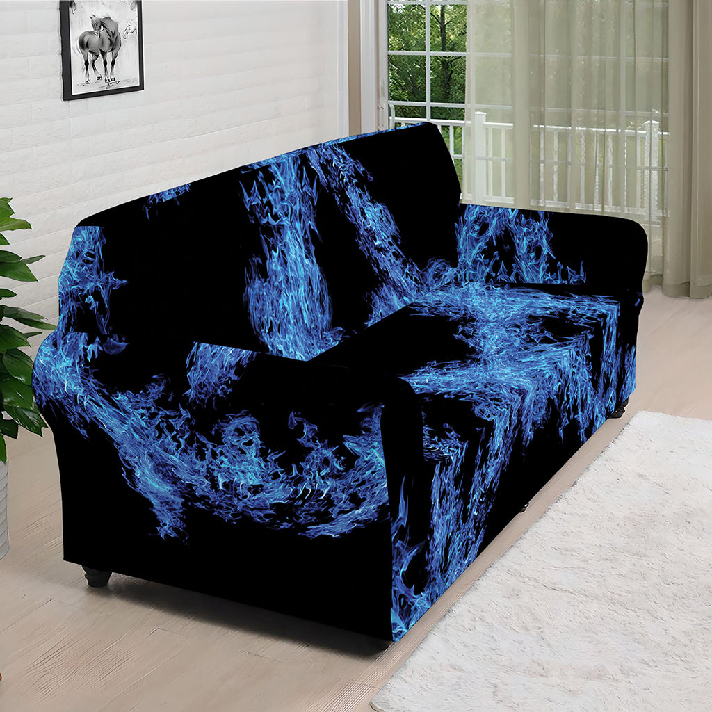 Blue Flame Pentagram Print Sofa Cover