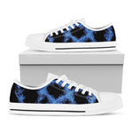 Blue Flame Pentagram Print White Low Top Shoes
