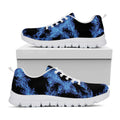 Blue Flame Pentagram Print White Running Shoes