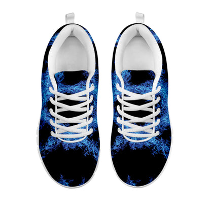 Blue Flame Pentagram Print White Sneakers