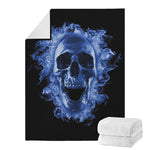 Blue Flaming Skull Print Blanket