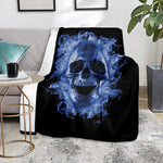 Blue Flaming Skull Print Blanket