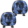 Blue Flaming Skull Print Car Headrest Covers